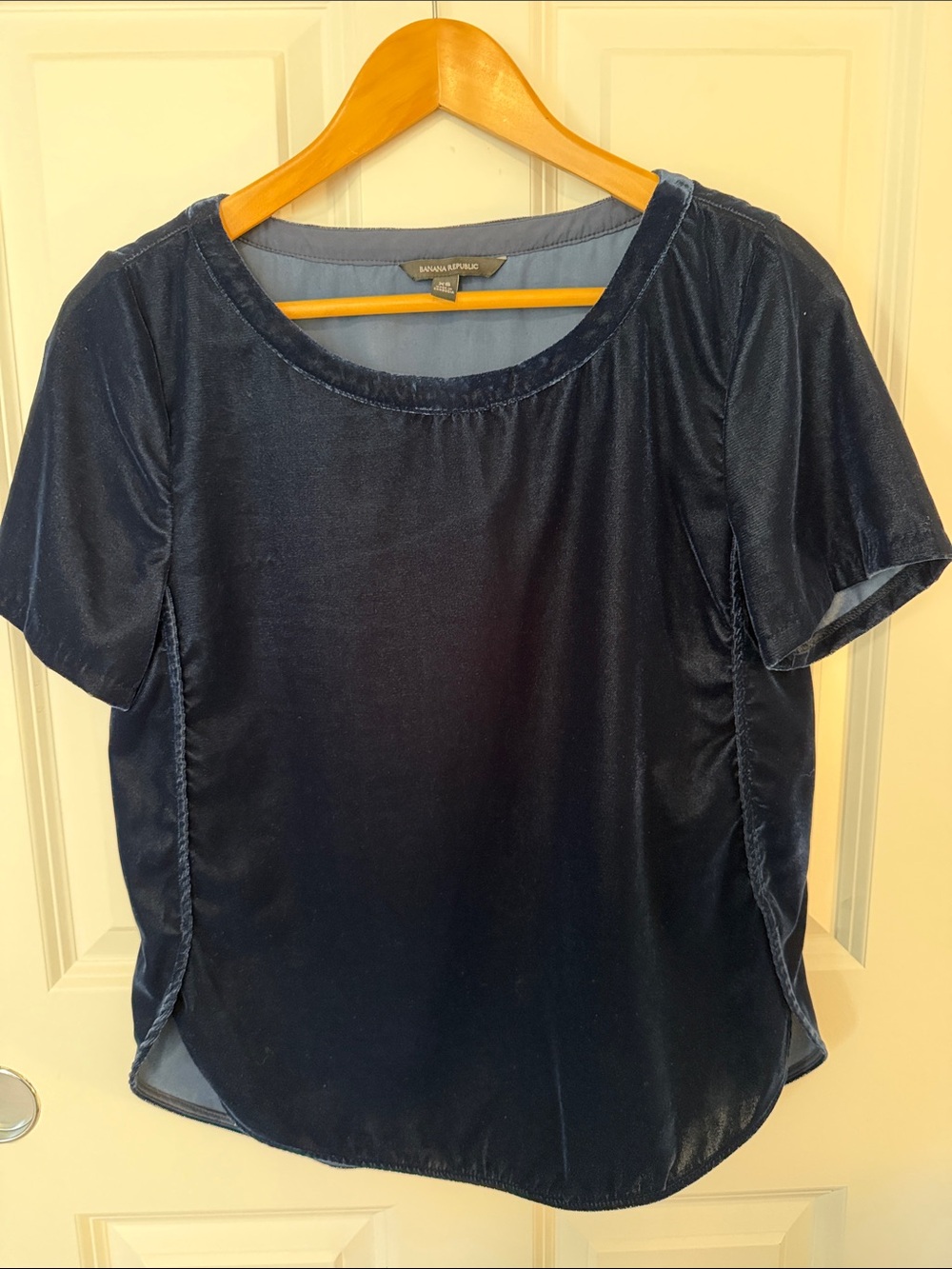 Banana Republic Navy Velvet Short Sleeve Top
